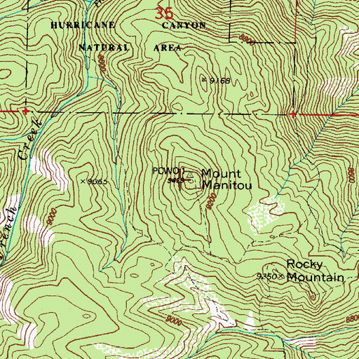 Topographic Map of Mount Manitou, CO