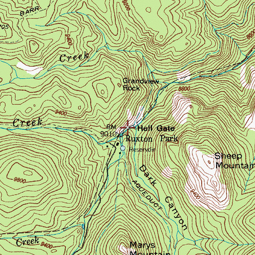 Topographic Map of Dark Canyon, CO