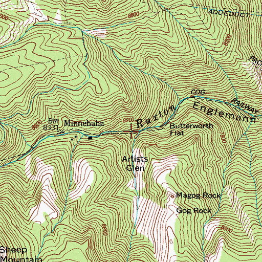 Topographic Map of Artists Glen, CO