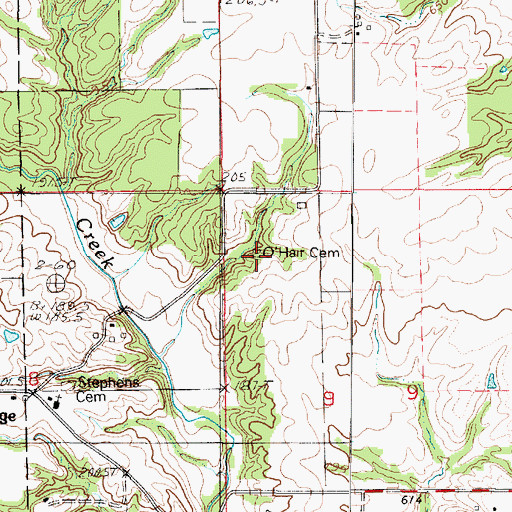 Topographic Map of O'Hair Cemetery, IL