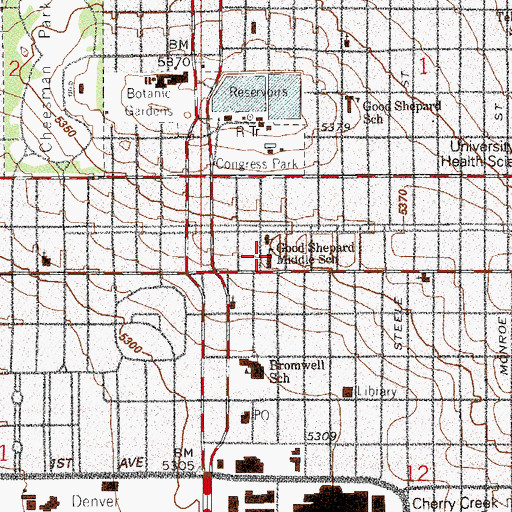 Topographic Map of Good Shepherd Catholic School, CO