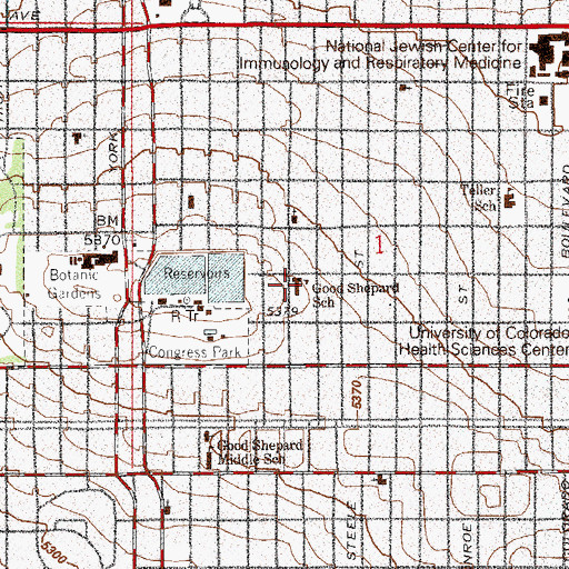 Topographic Map of Good Shepherd School, CO