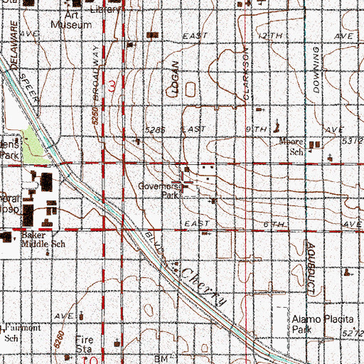 Topographic Map of Governors Park, CO