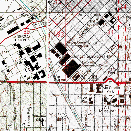 Topographic Map of Colorado Convention Center, CO