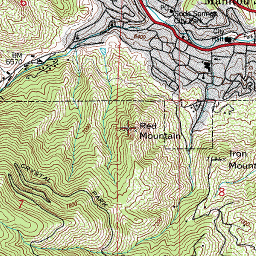 Topographic Map of Red Mountain, CO