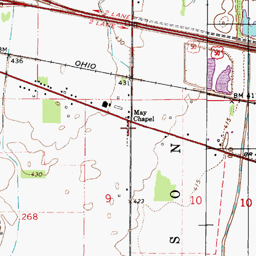 Topographic Map of May Chapel Cemetery, IL