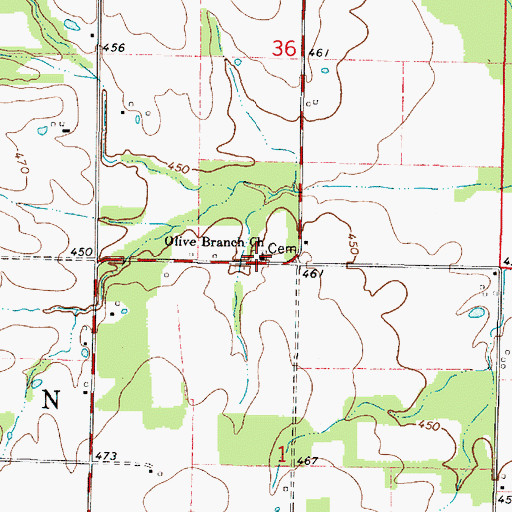Topographic Map of Olive Branch Cemetery, IL