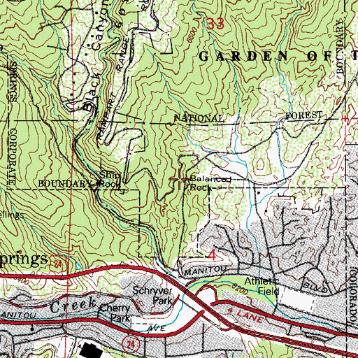 Topographic Map of Balanced Rock, CO