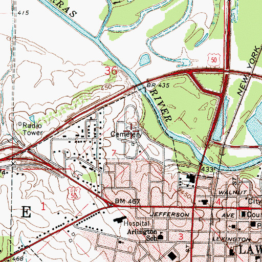 Topographic Map of Lawrenceville Cemetery, IL