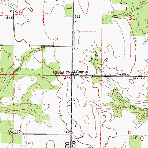 Topographic Map of Gilead Cemetery, IL