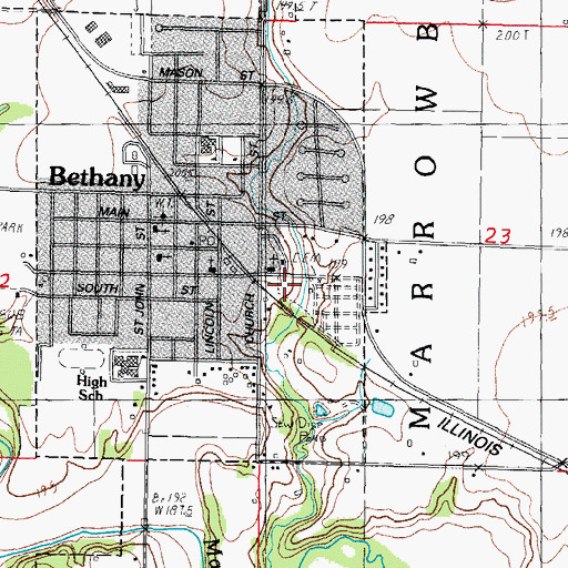 Topographic Map of Bethany Cemetery, IL