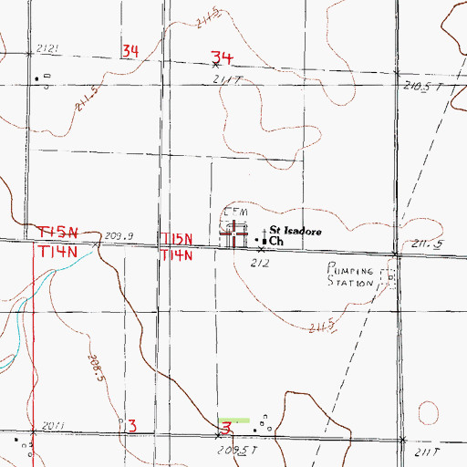 Topographic Map of Saint Isadora Cemetery, IL
