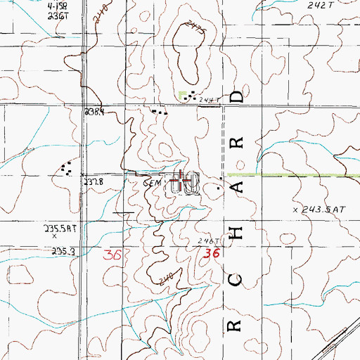 Topographic Map of Melvin Cemetery, IL