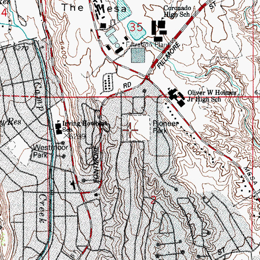 Topographic Map of Mesa Cemetery, CO