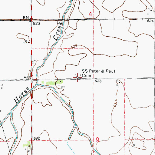 Topographic Map of Saint Peter and Paul Cemetery, IL