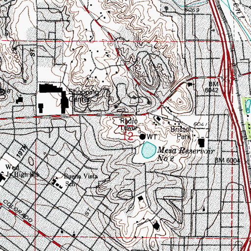 Topographic Map of Mesa Reservoir Number 1, CO