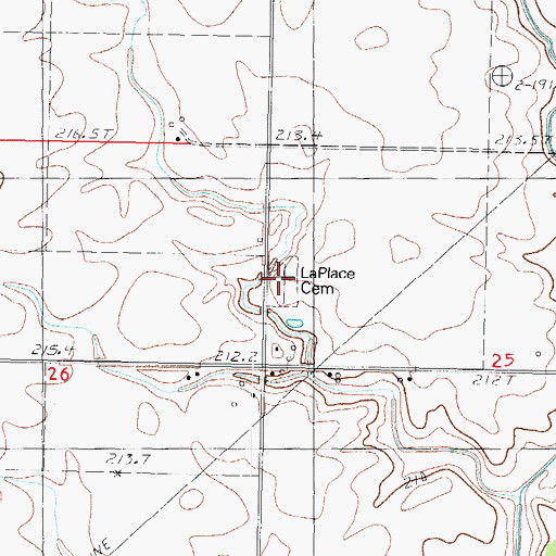 Topographic Map of LaPlace Cemetery, IL