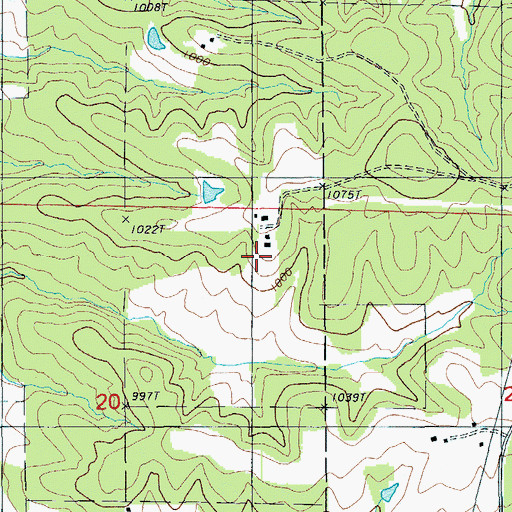 Topographic Map of Weldon Post Office, MO