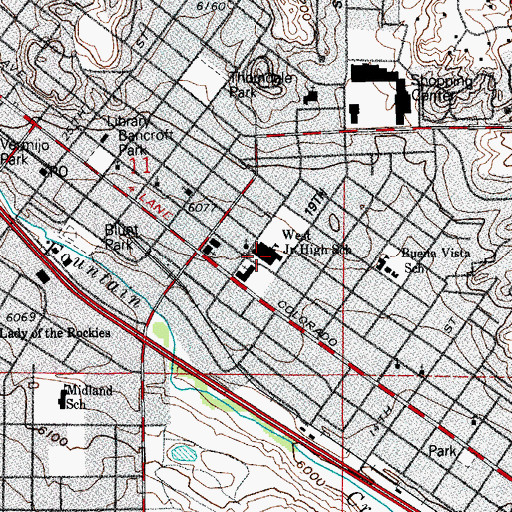 Topographic Map of West Middle School, CO