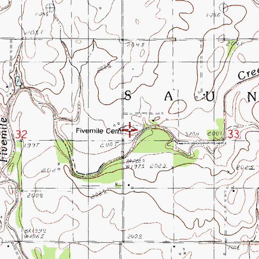 Topographic Map of Saunemin Five Mile Cemetery, IL