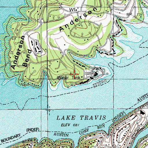Topographic Map of Point Venture, TX