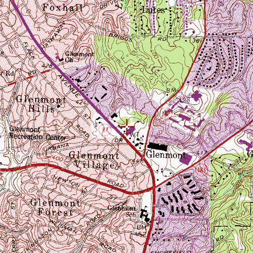 Topographic Map of Glenmont Metro Station, MD