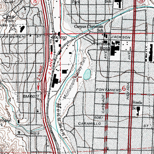 Topographic Map of Monument Valley Park, CO