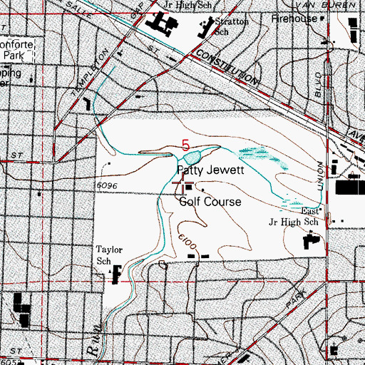 Topographic Map of Patty Jewett Municipal Golf Course, CO