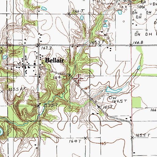 Topographic Map of Bellair Cemetery, IL