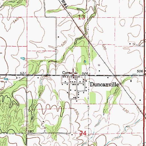 Topographic Map of Duncanville Cemetery, IL