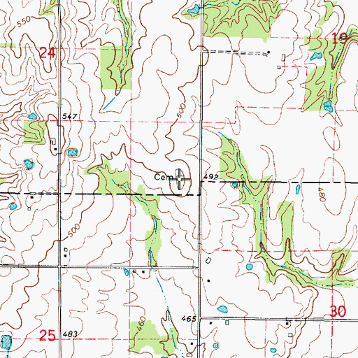 Topographic Map of Ferrell Cemetery, IL
