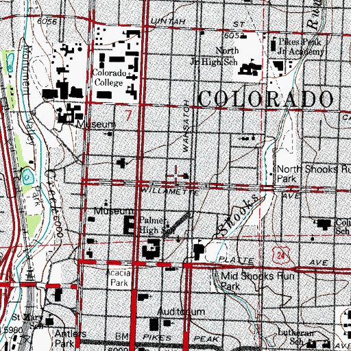 Topographic Map of Community Preparatory School, CO