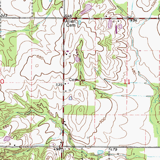 Topographic Map of Green Cemetery, IL