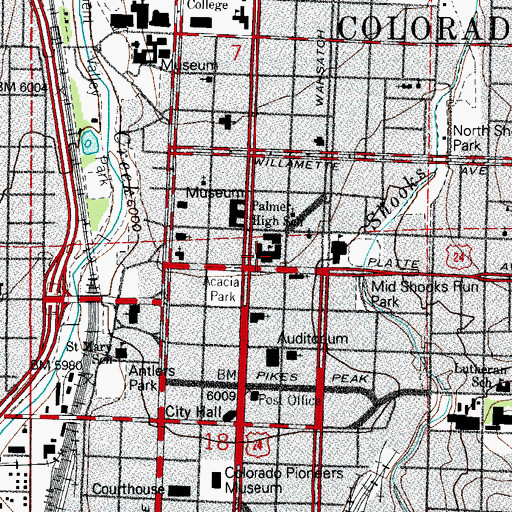 Topographic Map of General William J Palmer High School, CO