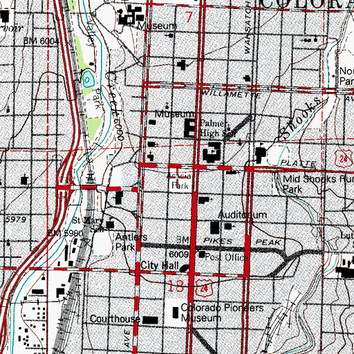 Topographic Map of Acacia Park, CO