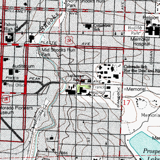Topographic Map of Lutheran School, CO