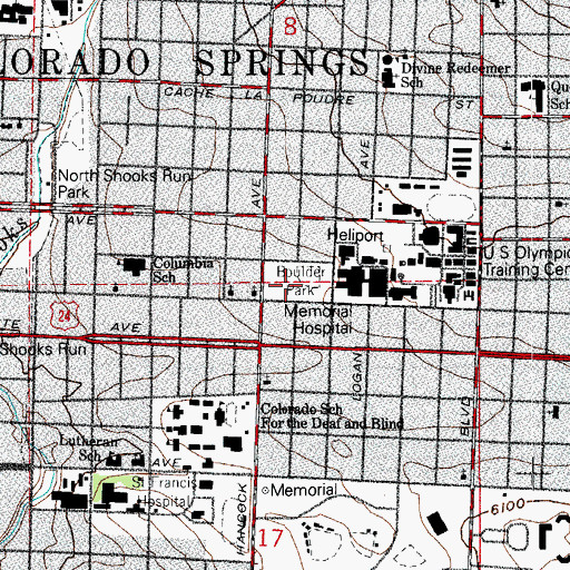 Topographic Map of Bouller Park, CO