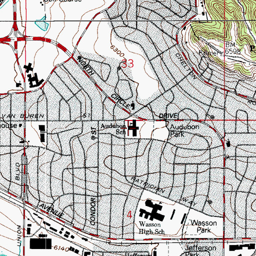 Topographic Map of John J Audubon Elementary School, CO