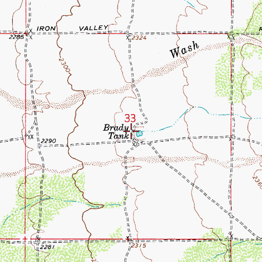 Topographic Map of Brady Tank, AZ