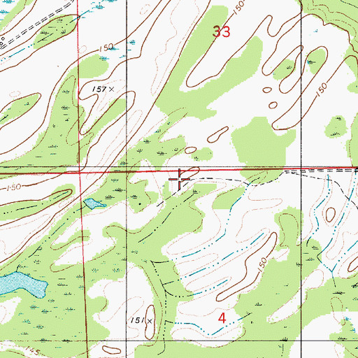 Topographic Map of Northwest Lowndes Division (historical), AL