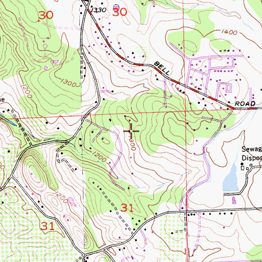 Topographic Map of Auburn Division, CA