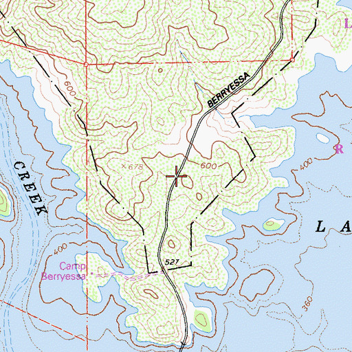 Topographic Map of Lake Berryessa Division, CA