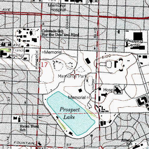 Topographic Map of Memorial Park, CO