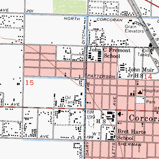 Topographic Map of Corcoran Division, CA