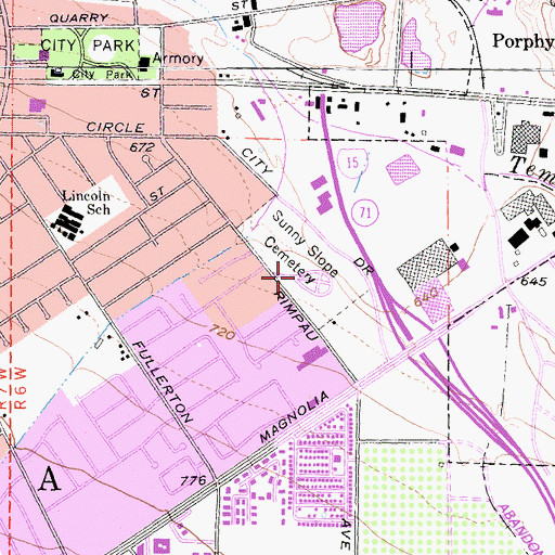Topographic Map of Corona Division, CA