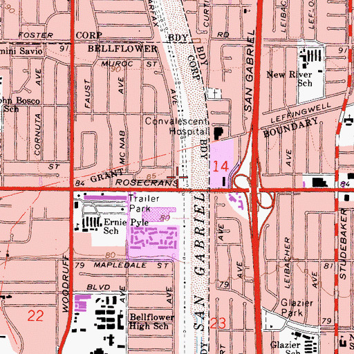 Topographic Map of Downey-Norwalk Division, CA