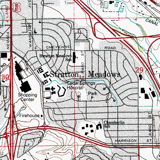 Topographic Map of Stratton Meadows, CO