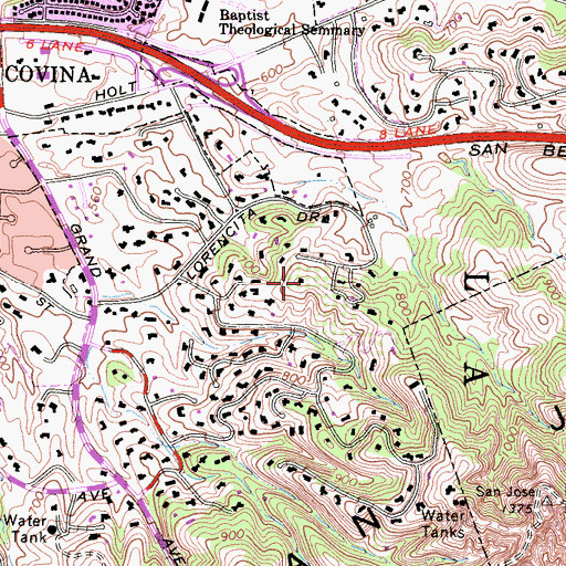 Topographic Map of East San Gabriel Valley Division, CA