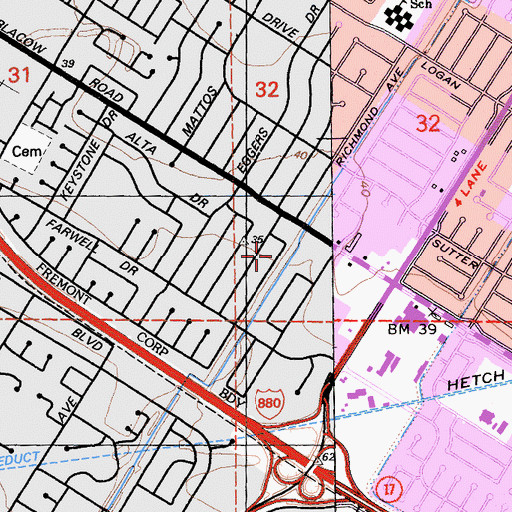 Topographic Map of Fremont Division, CA