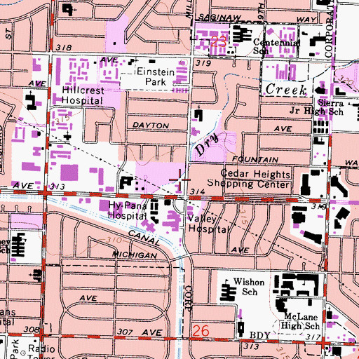 Topographic Map of Fresno Division, CA